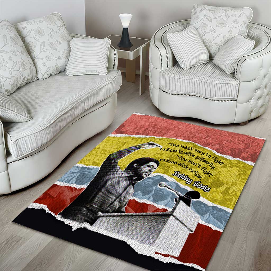 Bobby Seale Area Rug Torn Paper Collage Design Solidarity Quote Powerful Speech Artwork Civil Rights - African Pride