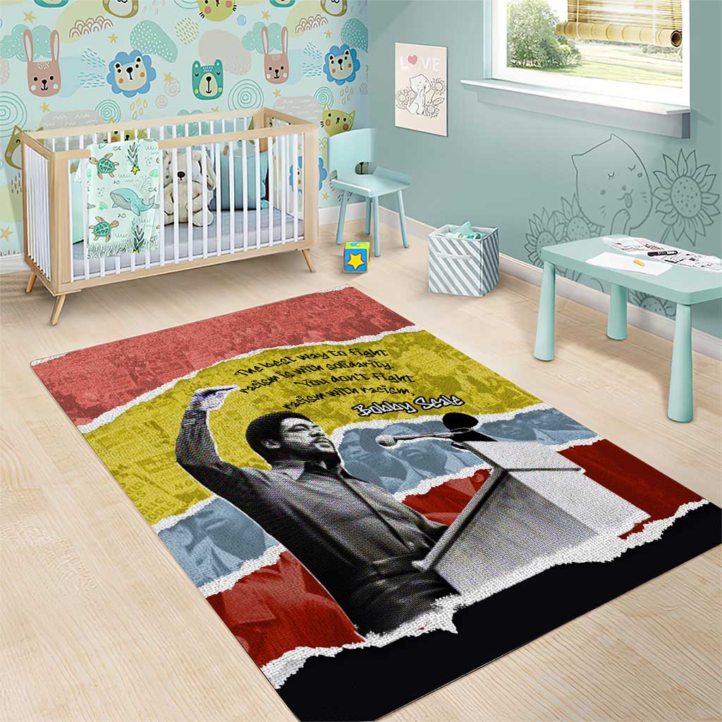 Bobby Seale Area Rug Torn Paper Collage Design Solidarity Quote Powerful Speech Artwork Civil Rights - African Pride