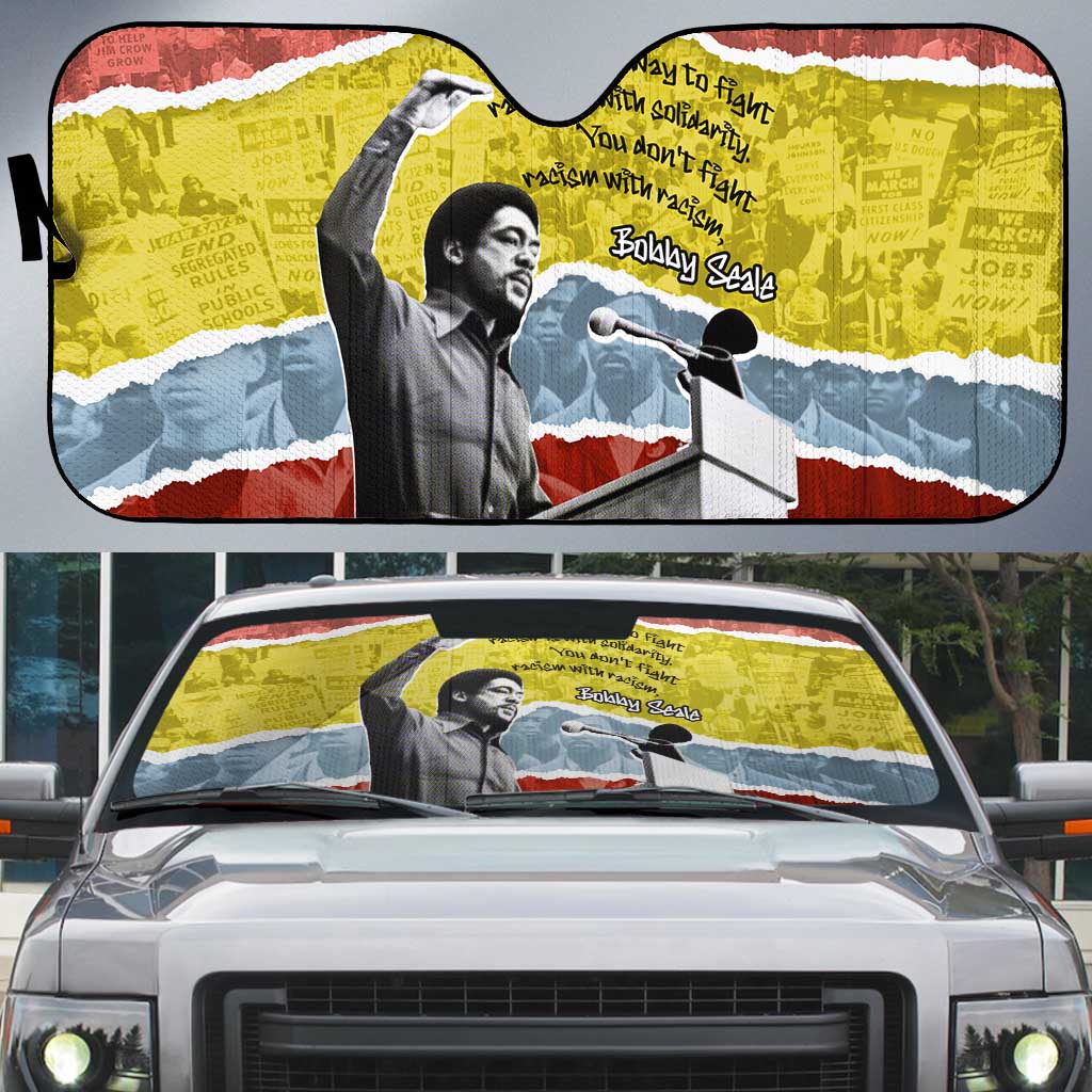 Bobby Seale Auto Sun Shade Torn Paper Collage Design Solidarity Quote Powerful Speech Artwork Civil Rights - African Pride