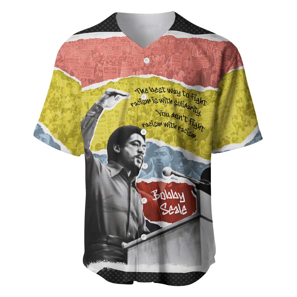 Bobby Seale Baseball Jersey Torn Paper Collage Design Solidarity Quote Powerful Speech Artwork Civil Rights - African Pride