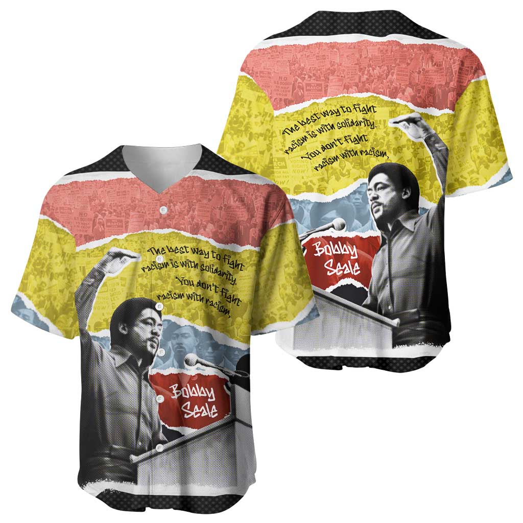 Bobby Seale Baseball Jersey Torn Paper Collage Design Solidarity Quote Powerful Speech Artwork Civil Rights - African Pride