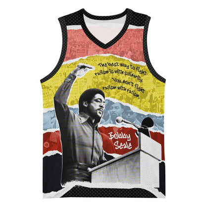 Bobby Seale Basketball Jersey Torn Paper Collage Design Solidarity Quote Powerful Speech Artwork Civil Rights - African Pride