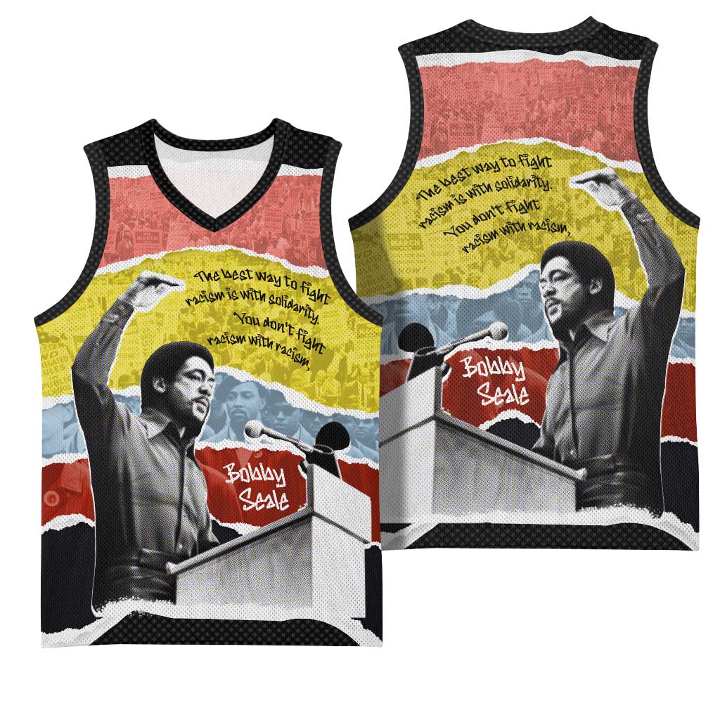 Bobby Seale Basketball Jersey Torn Paper Collage Design Solidarity Quote Powerful Speech Artwork Civil Rights - African Pride