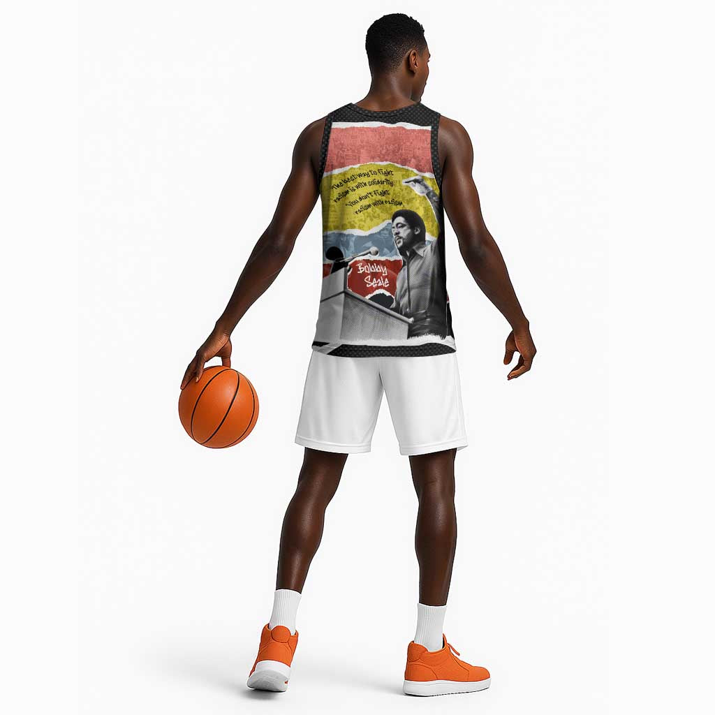 Bobby Seale Basketball Jersey Torn Paper Collage Design Solidarity Quote Powerful Speech Artwork Civil Rights - African Pride