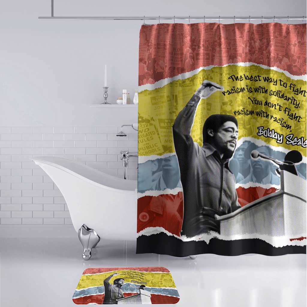 Bobby Seale Bathroom Set Torn Paper Collage Design Solidarity Quote Powerful Speech Artwork Civil Rights - African Pride