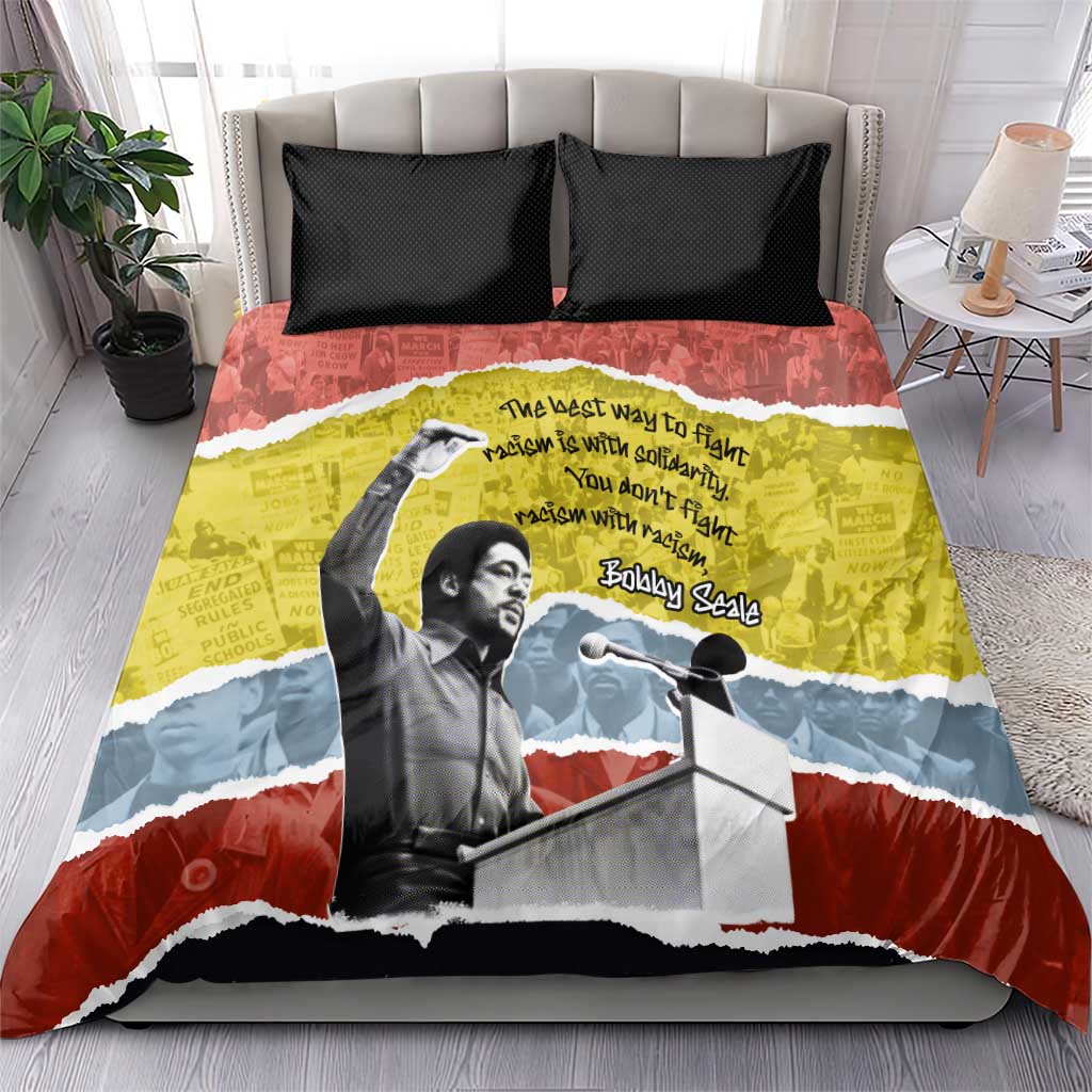 Bobby Seale Bedding Set Torn Paper Collage Design Solidarity Quote Powerful Speech Artwork Civil Rights - African Pride