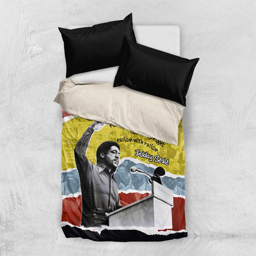Bobby Seale Bedding Set Torn Paper Collage Design Solidarity Quote Powerful Speech Artwork Civil Rights - African Pride
