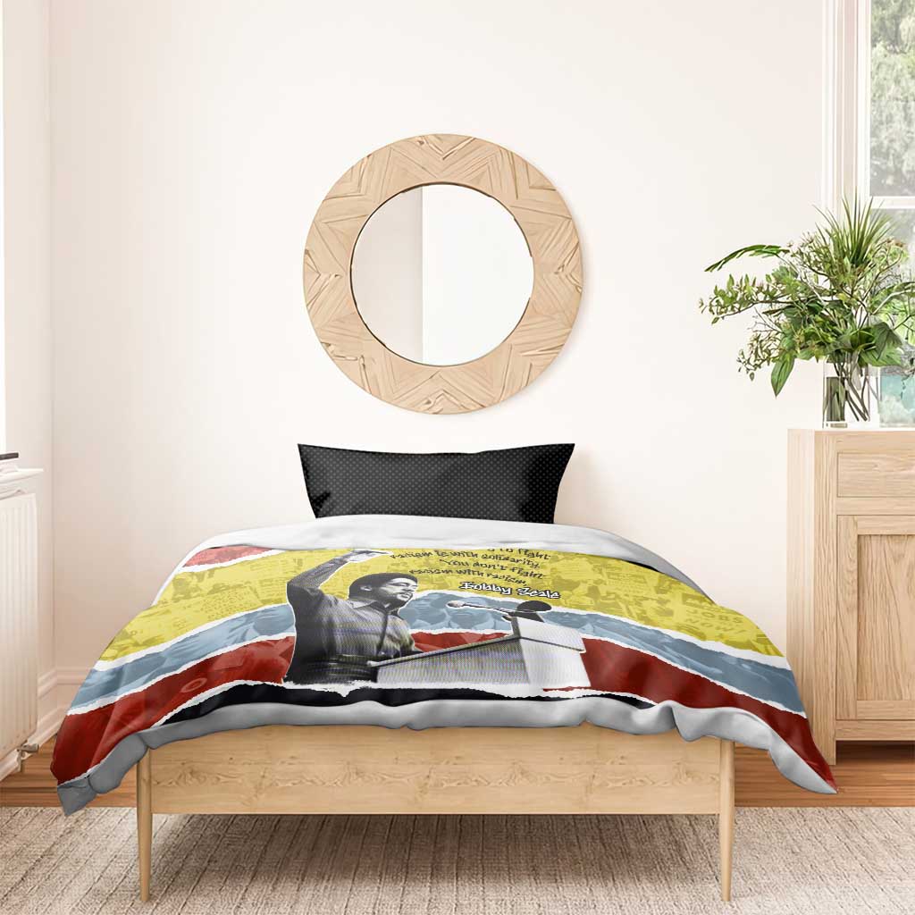 Bobby Seale Bedding Set Torn Paper Collage Design Solidarity Quote Powerful Speech Artwork Civil Rights - African Pride
