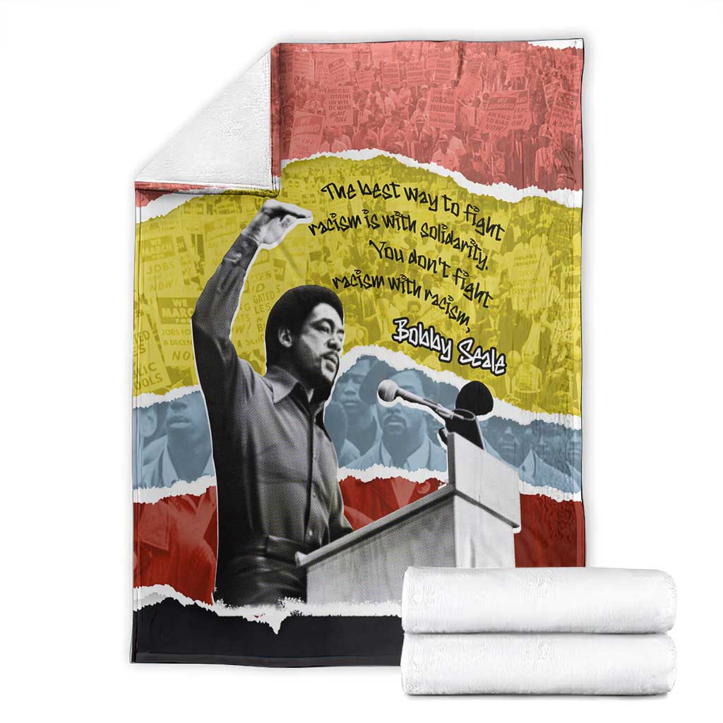 Bobby Seale Blanket Torn Paper Collage Design Solidarity Quote Powerful Speech Artwork Civil Rights - African Pride