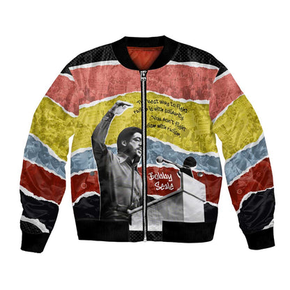 Bobby Seale Bomber Jacket Torn Paper Collage Design Solidarity Quote Powerful Speech Artwork Civil Rights - African Pride