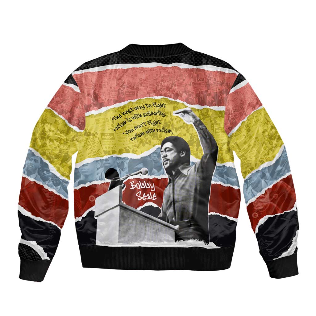 Bobby Seale Bomber Jacket Torn Paper Collage Design Solidarity Quote Powerful Speech Artwork Civil Rights - African Pride