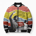 Bobby Seale Bomber Puffer Jacket Torn Paper Collage Design Solidarity Quote Powerful Speech Artwork Civil Rights - African Pride