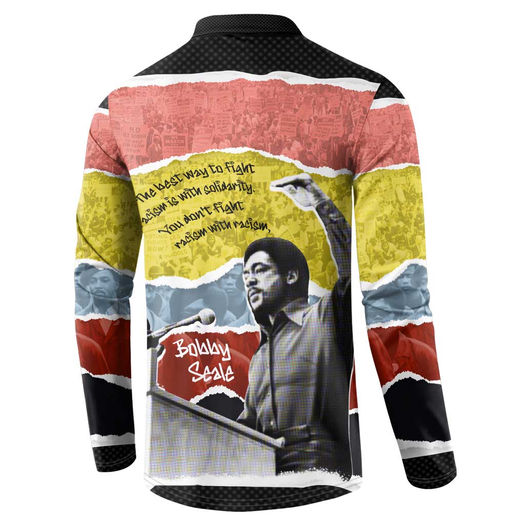Bobby Seale Button Sweatshirt Torn Paper Collage Design Solidarity Quote Powerful Speech Artwork Civil Rights
