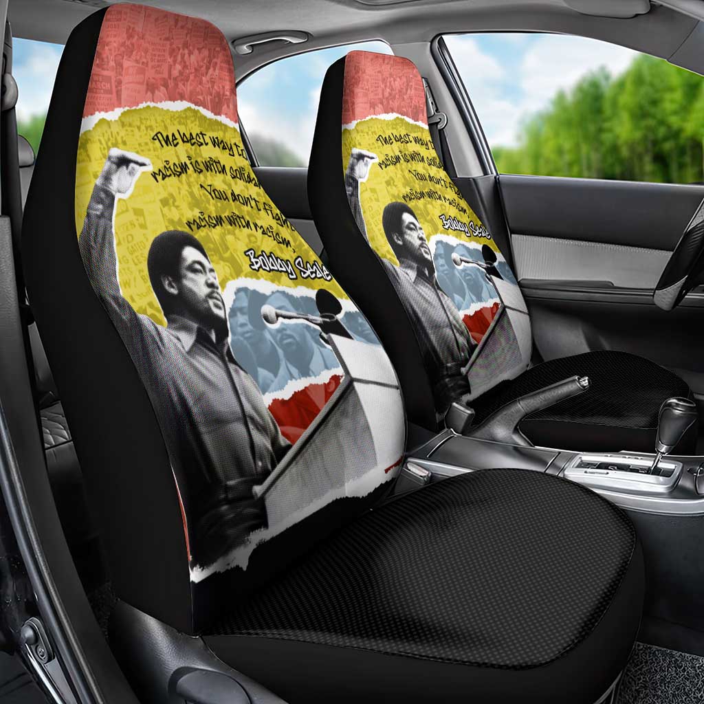 Bobby Seale Car Seat Cover Torn Paper Collage Design Solidarity Quote Powerful Speech Artwork Civil Rights - African Pride