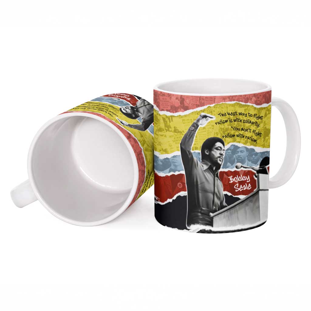 Bobby Seale Ceramic Mug Torn Paper Collage Design Solidarity Quote Powerful Speech Artwork Civil Rights - African Pride