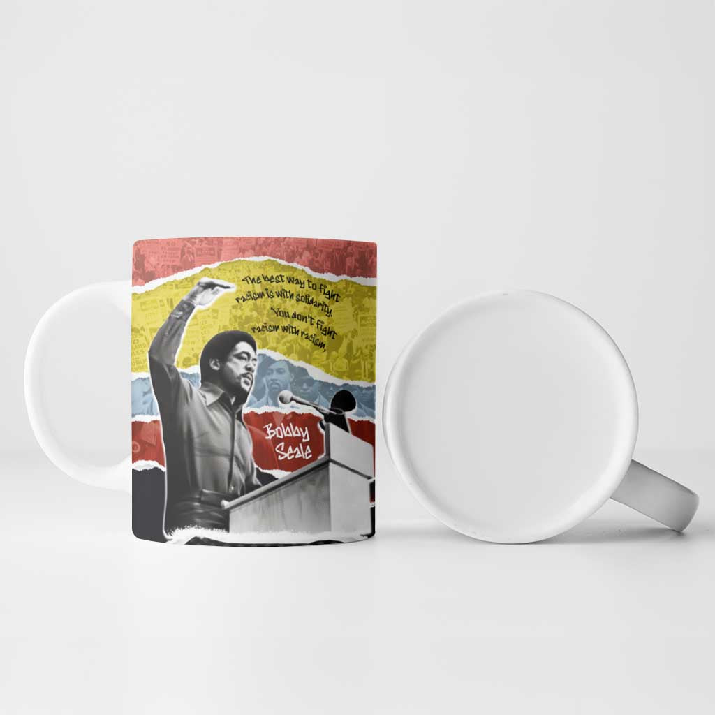Bobby Seale Ceramic Mug Torn Paper Collage Design Solidarity Quote Powerful Speech Artwork Civil Rights - African Pride