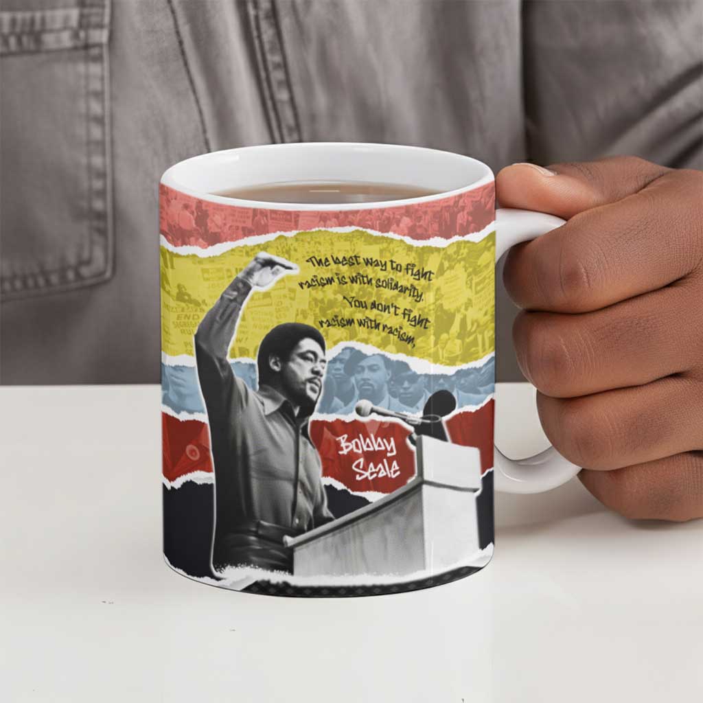 Bobby Seale Ceramic Mug Torn Paper Collage Design Solidarity Quote Powerful Speech Artwork Civil Rights - African Pride