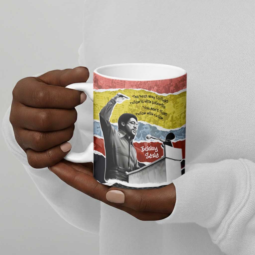 Bobby Seale Ceramic Mug Torn Paper Collage Design Solidarity Quote Powerful Speech Artwork Civil Rights - African Pride