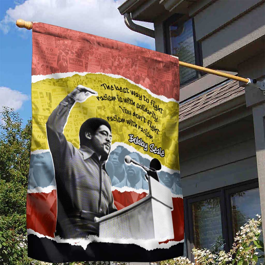 Bobby Seale Garden Flag Torn Paper Collage Design Solidarity Quote Powerful Speech Artwork Civil Rights - African Pride