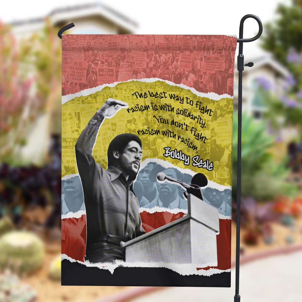 Bobby Seale Garden Flag Torn Paper Collage Design Solidarity Quote Powerful Speech Artwork Civil Rights - African Pride