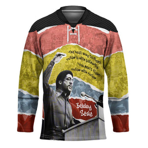 Bobby Seale Hockey Jersey Torn Paper Collage Design Solidarity Quote Powerful Speech Artwork Civil Rights - African Pride