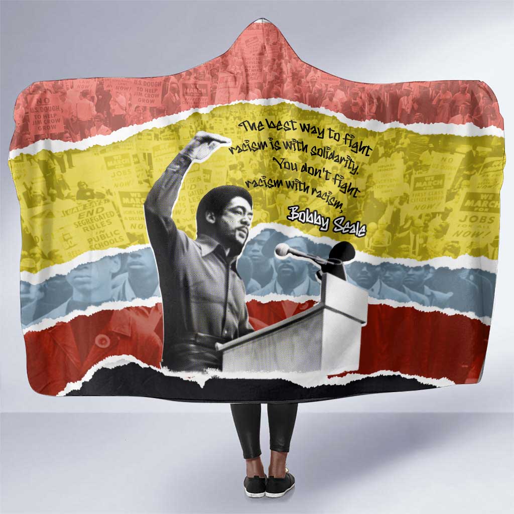 Bobby Seale Hooded Blanket Torn Paper Collage Design Solidarity Quote Powerful Speech Artwork Civil Rights - African Pride