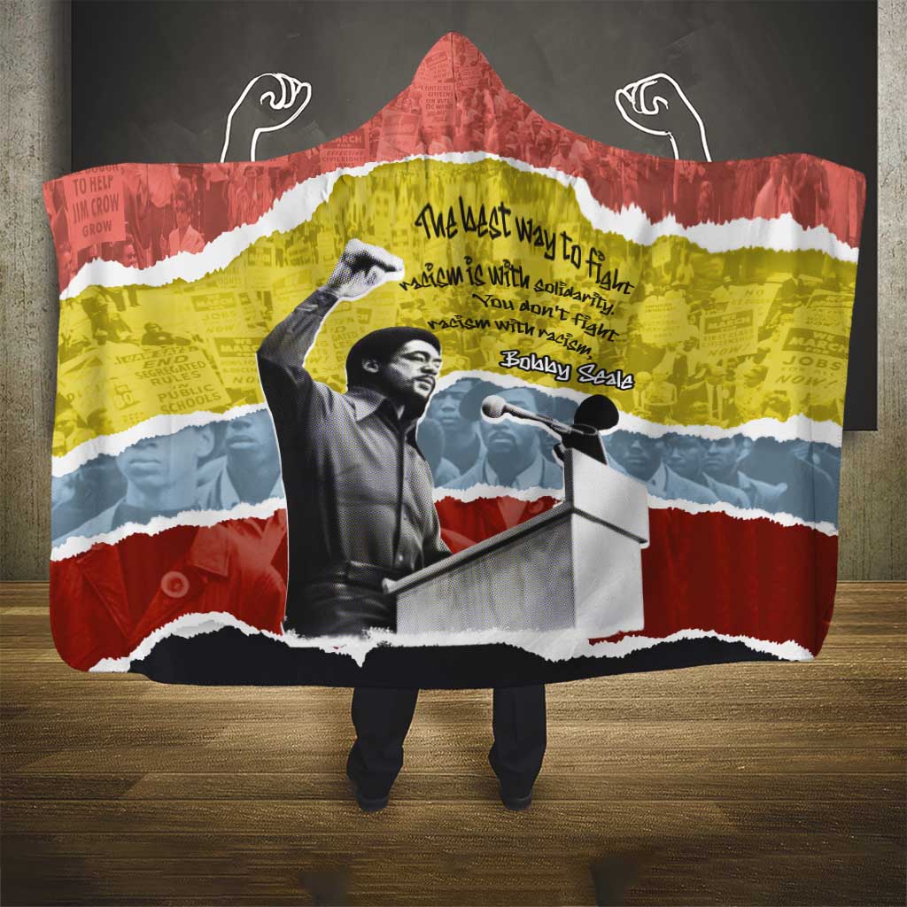 Bobby Seale Hooded Blanket Torn Paper Collage Design Solidarity Quote Powerful Speech Artwork Civil Rights - African Pride