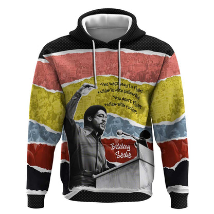Bobby Seale Hoodie Torn Paper Collage Design Solidarity Quote Powerful Speech Artwork Civil Rights - African Pride