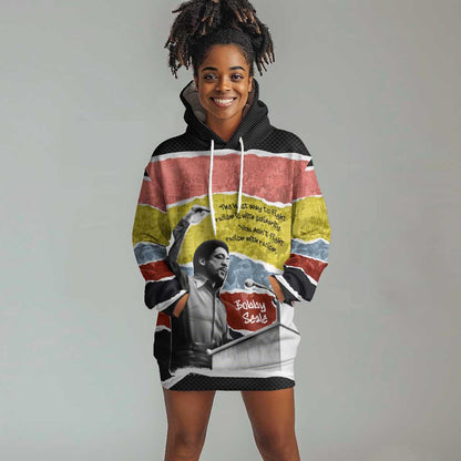 Bobby Seale Hoodie Dress Torn Paper Collage Design Solidarity Quote Powerful Speech Artwork Civil Rights - African Pride