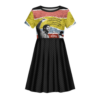 Bobby Seale Kid Short Sleeve Dress Torn Paper Collage Design Solidarity Quote Powerful Speech Artwork Civil Rights - African Pride