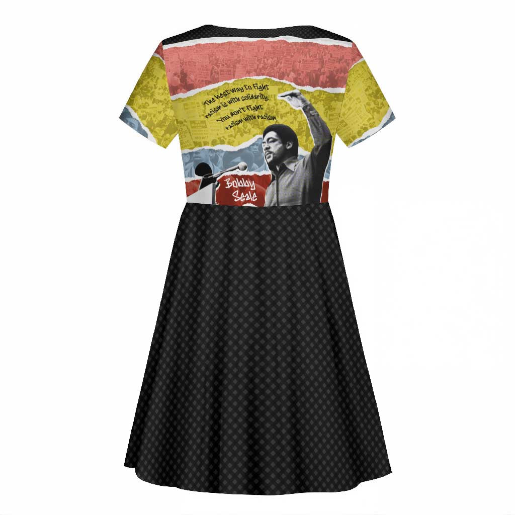 Bobby Seale Kid Short Sleeve Dress Torn Paper Collage Design Solidarity Quote Powerful Speech Artwork Civil Rights - African Pride