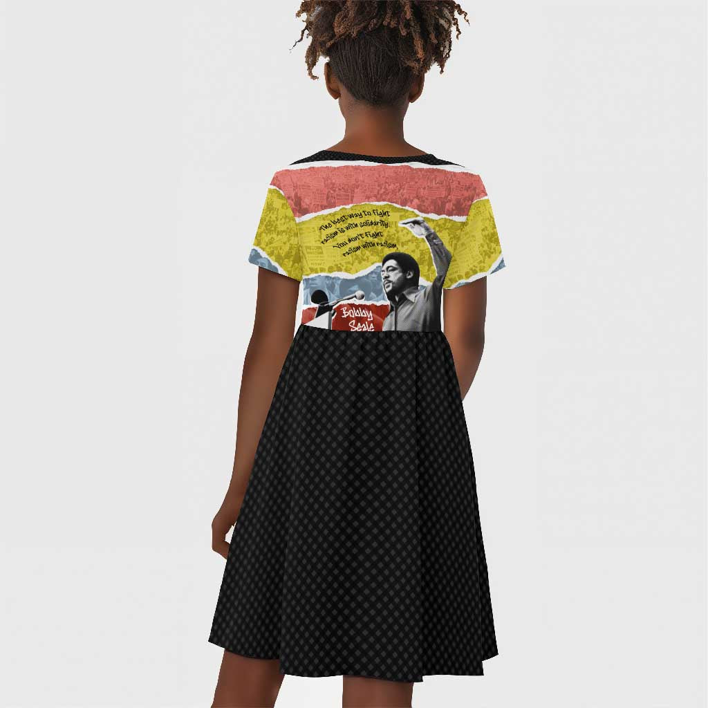 Bobby Seale Kid Short Sleeve Dress Torn Paper Collage Design Solidarity Quote Powerful Speech Artwork Civil Rights - African Pride