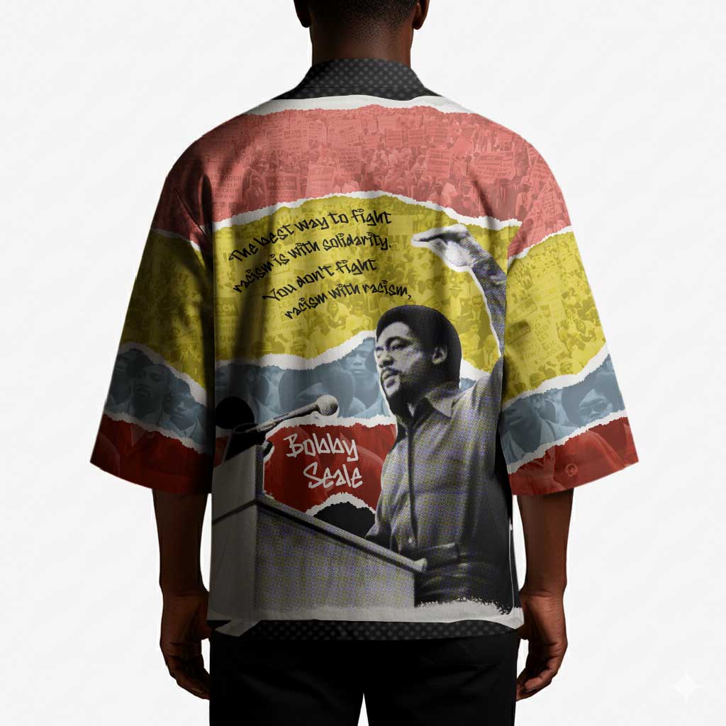 Bobby Seale Kimono Torn Paper Collage Design Solidarity Quote Powerful Speech Artwork Civil Rights - African Pride