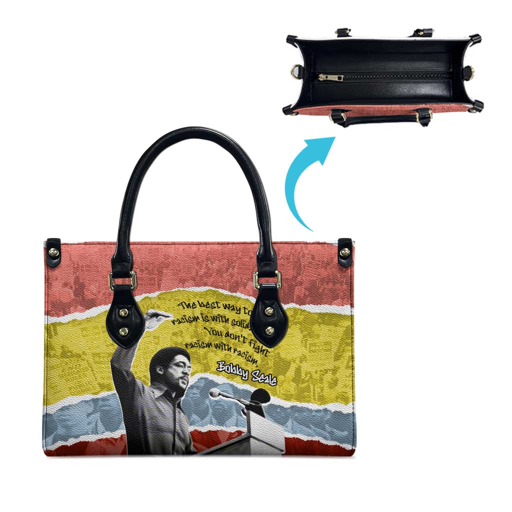 Bobby Seale Leather Bag Torn Paper Collage Design Solidarity Quote Powerful Speech Artwork Civil Rights - African Pride