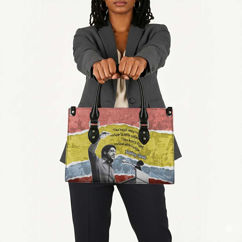 Bobby Seale Leather Bag Torn Paper Collage Design Solidarity Quote Powerful Speech Artwork Civil Rights - African Pride