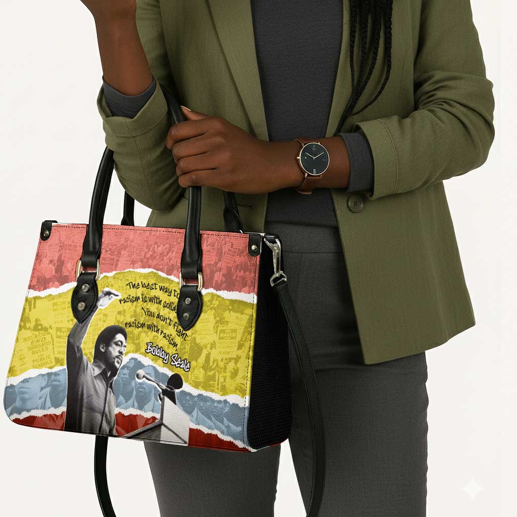 Bobby Seale Leather Bag Torn Paper Collage Design Solidarity Quote Powerful Speech Artwork Civil Rights - African Pride