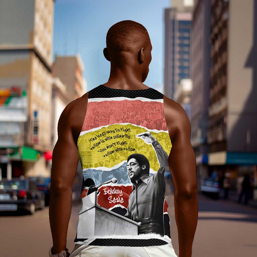 Bobby Seale Men Tank Top Torn Paper Collage Design Solidarity Quote Powerful Speech Artwork Civil Rights - African Pride