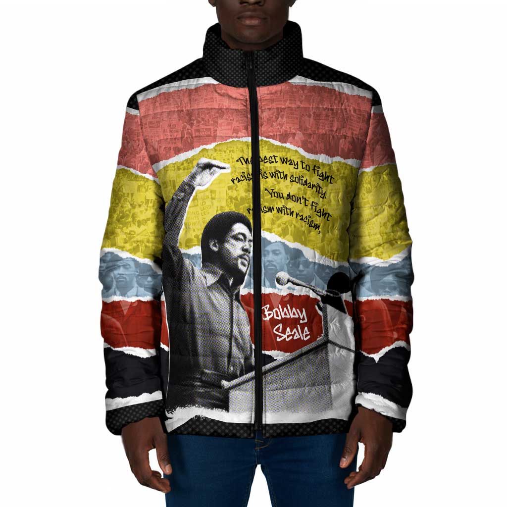 Bobby Seale Padded Jacket Torn Paper Collage Design Solidarity Quote Powerful Speech Artwork Civil Rights - African Pride