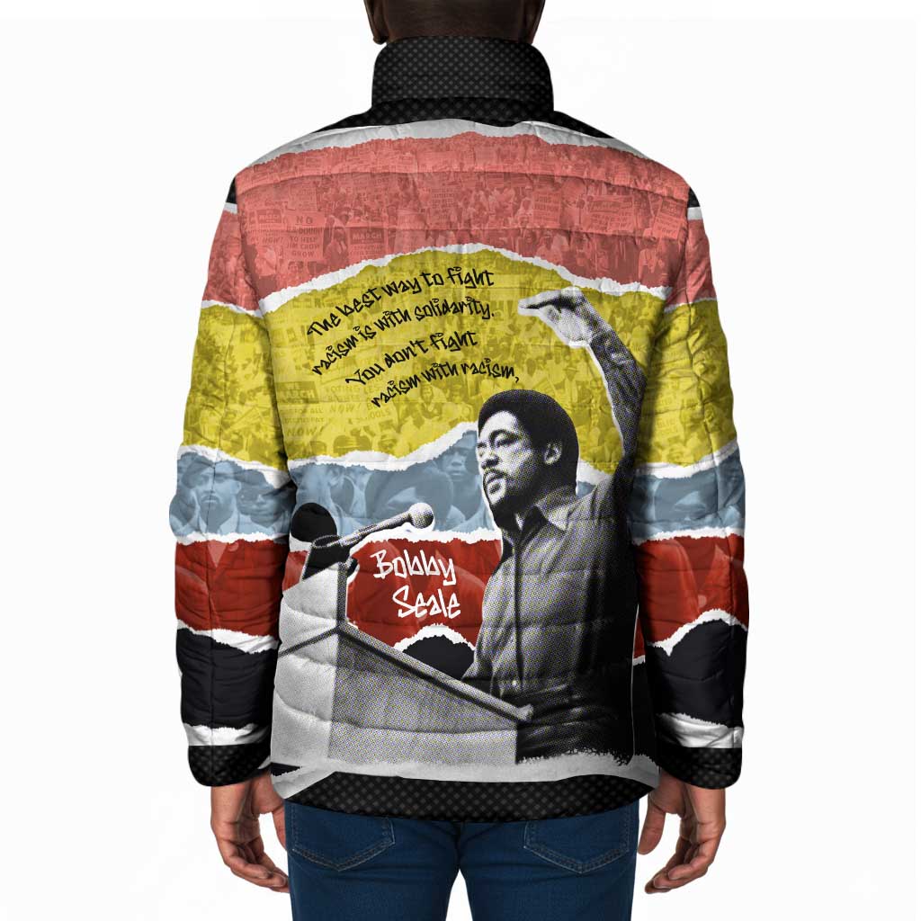 Bobby Seale Padded Jacket Torn Paper Collage Design Solidarity Quote Powerful Speech Artwork Civil Rights - African Pride