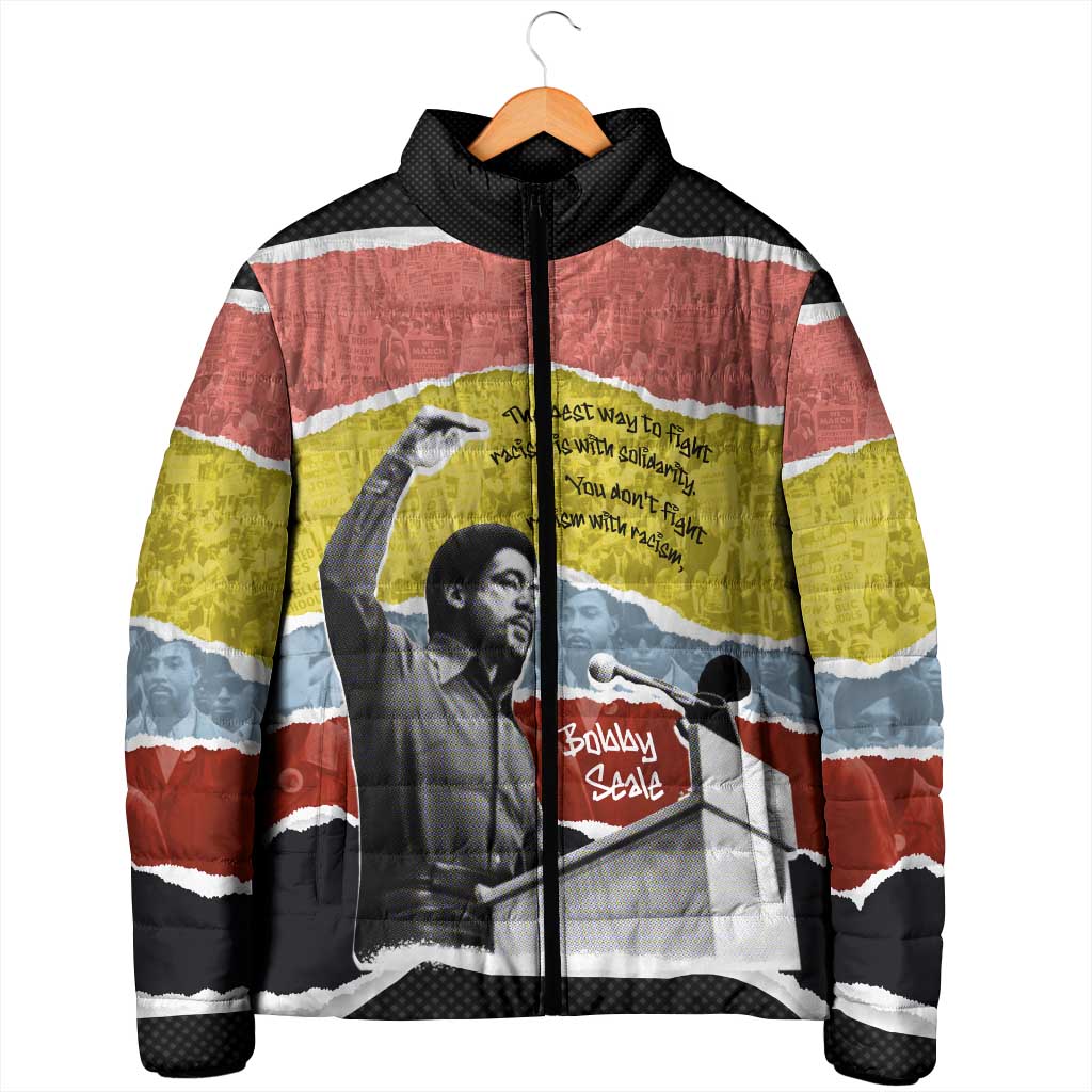 Bobby Seale Padded Jacket Torn Paper Collage Design Solidarity Quote Powerful Speech Artwork Civil Rights - African Pride