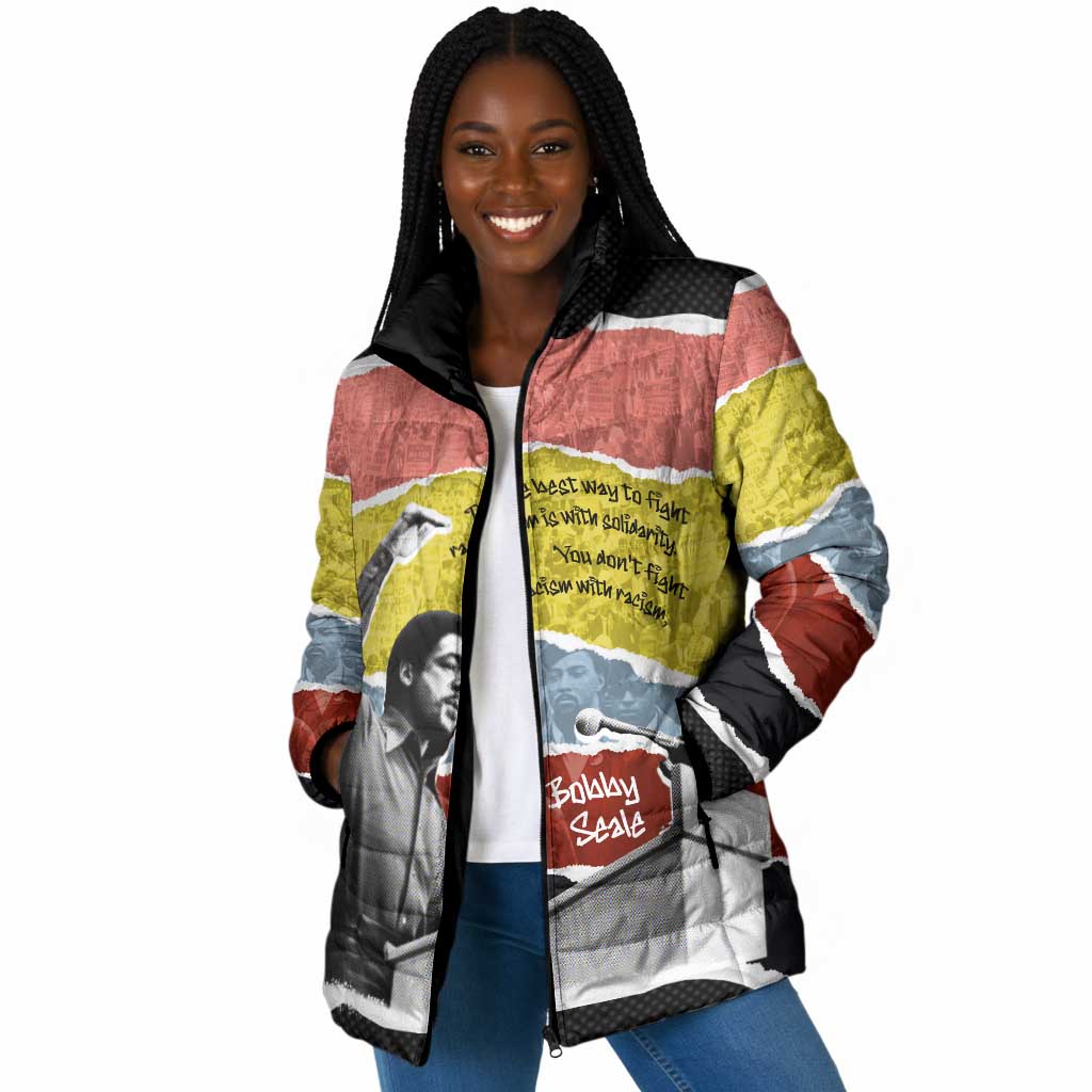 Bobby Seale Padded Jacket Torn Paper Collage Design Solidarity Quote Powerful Speech Artwork Civil Rights - African Pride