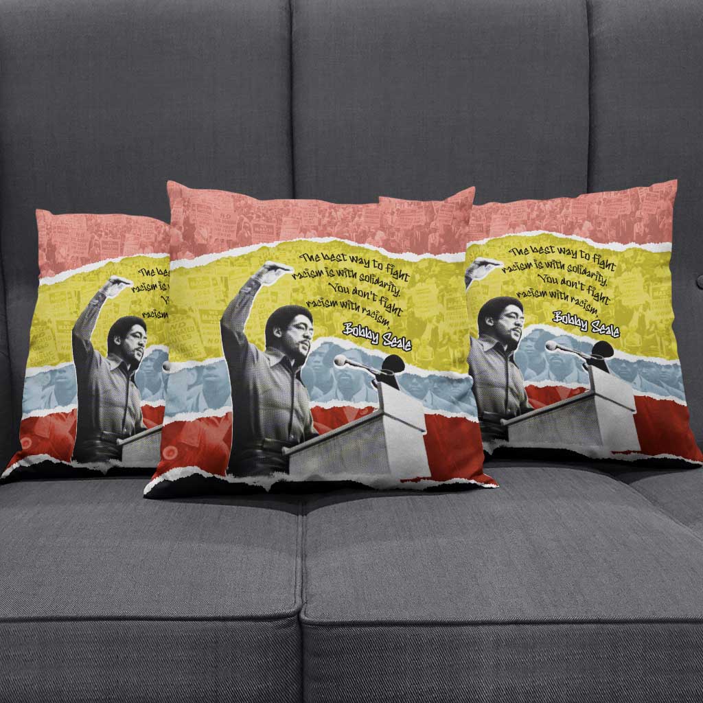Bobby Seale Pillow Cover Torn Paper Collage Design Solidarity Quote Powerful Speech Artwork Civil Rights - African Pride