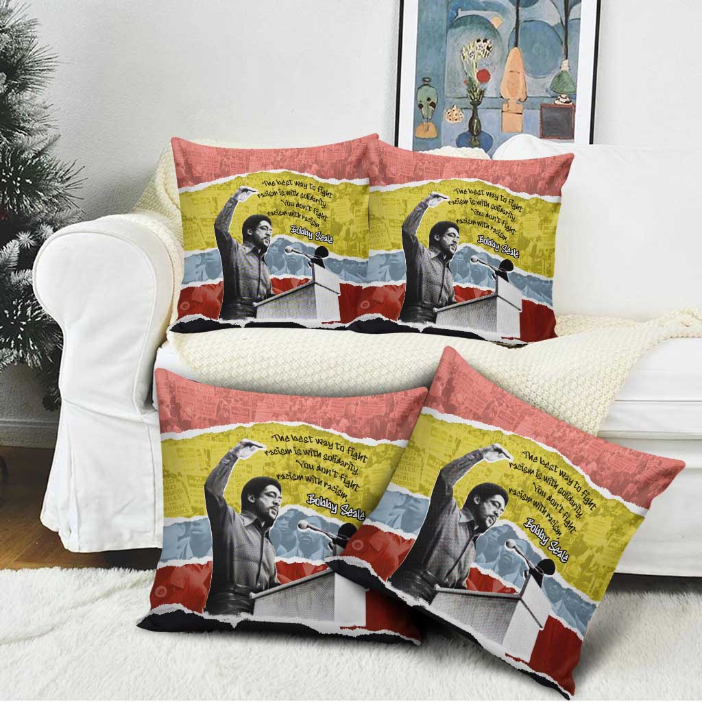 Bobby Seale Pillow Cover Torn Paper Collage Design Solidarity Quote Powerful Speech Artwork Civil Rights - African Pride
