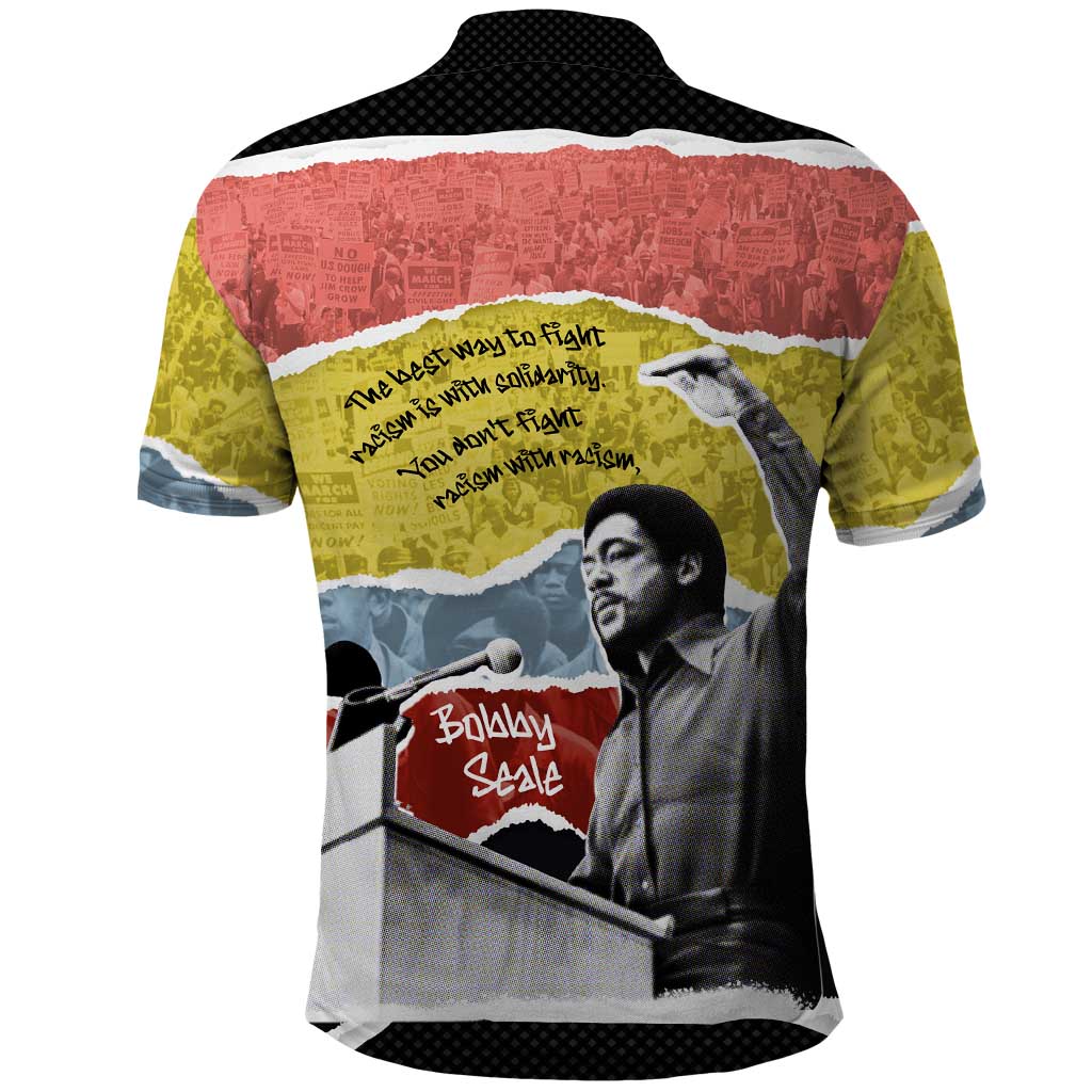 Bobby Seale Polo Shirt Torn Paper Collage Design Solidarity Quote Powerful Speech Artwork Civil Rights - African Pride