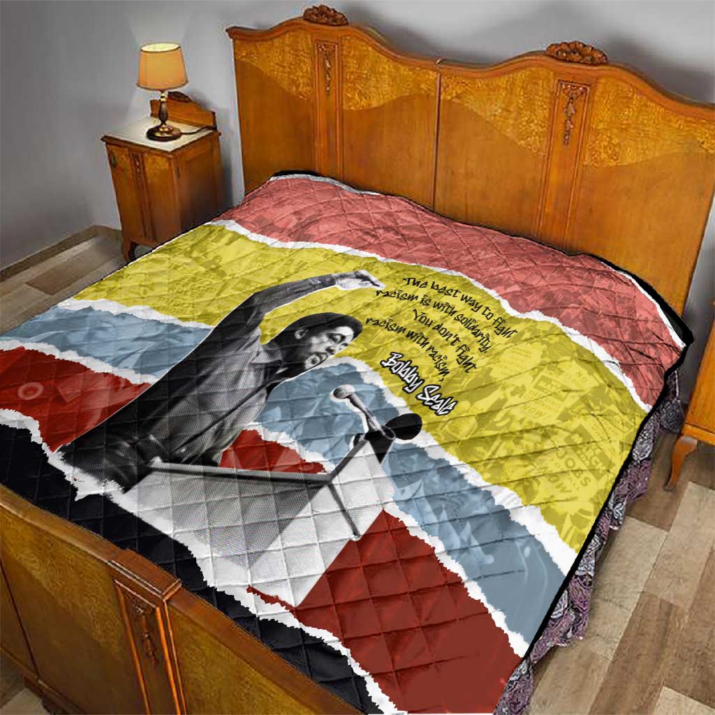 Bobby Seale Quilt Torn Paper Collage Design Solidarity Quote Powerful Speech Artwork Civil Rights - African Pride