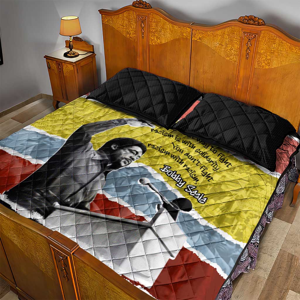 Bobby Seale Quilt Bed Set Torn Paper Collage Design Solidarity Quote Powerful Speech Artwork Civil Rights - African Pride