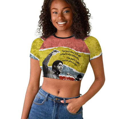 Bobby Seale Raglan Cropped T shirt Torn Paper Collage Design Solidarity Quote Powerful Speech Artwork Civil Rights - African Pride