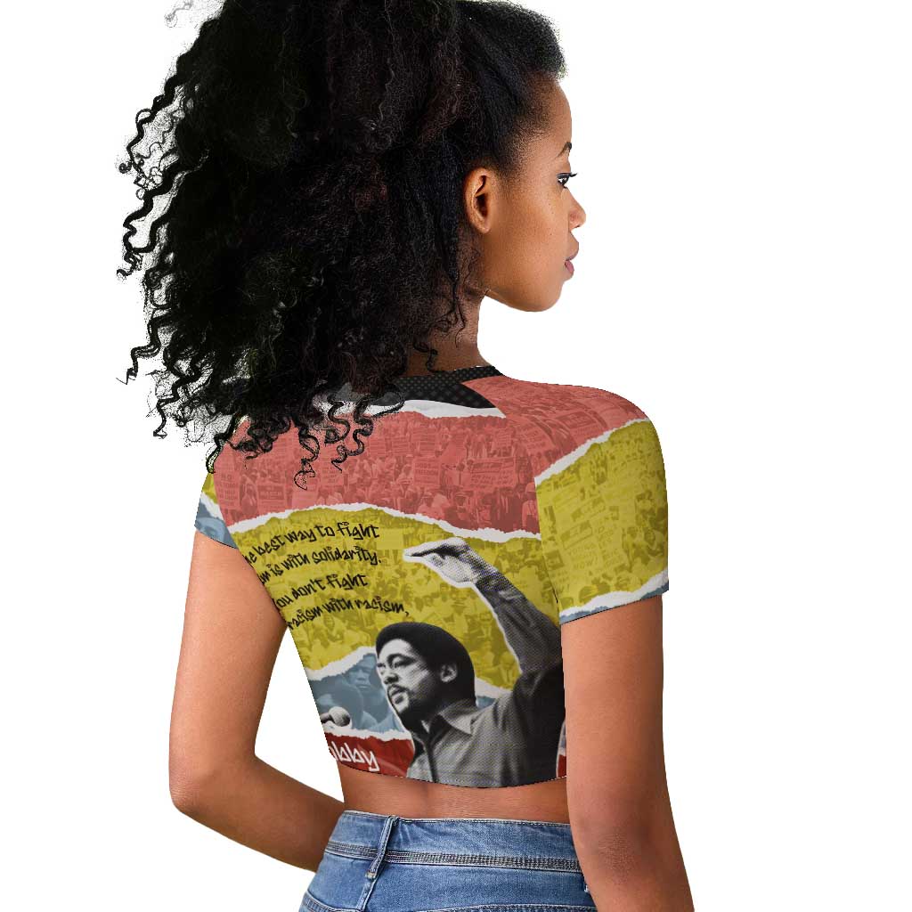 Bobby Seale Raglan Cropped T shirt Torn Paper Collage Design Solidarity Quote Powerful Speech Artwork Civil Rights - African Pride
