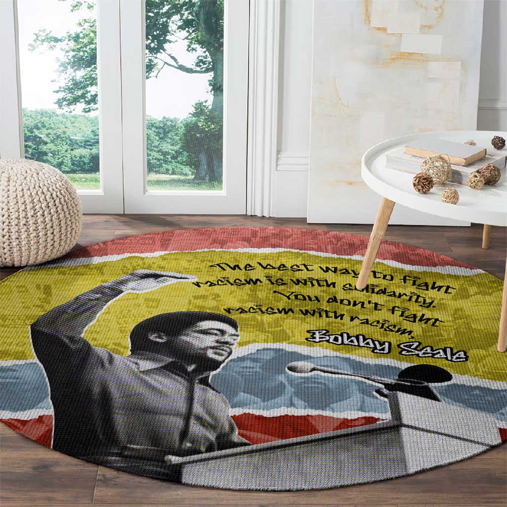 Bobby Seale Round Carpet Torn Paper Collage Design Solidarity Quote Powerful Speech Artwork Civil Rights - African Pride