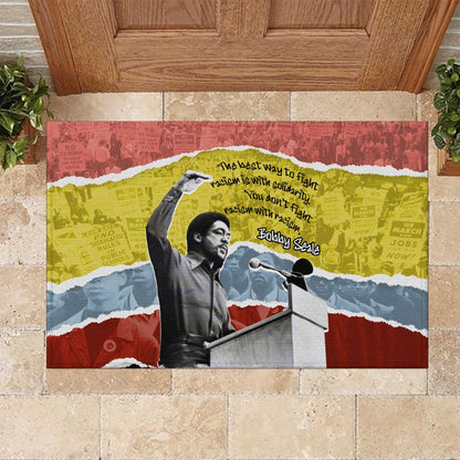 Bobby Seale Rubber Doormat Torn Paper Collage Design Solidarity Quote Powerful Speech Artwork Civil Rights - African Pride